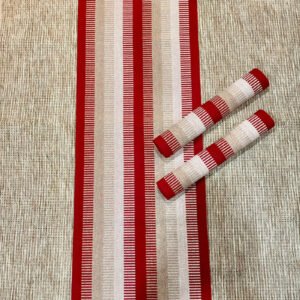 Kit Cozinha 3 Peças Aquarela Tear Artesanal VERMELHO-OFF WRHITE