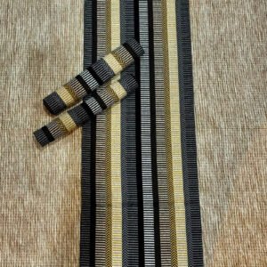 Kit Cozinha 3 Peças Aquarela Tear Artesanal PRETO C/ AMARELO